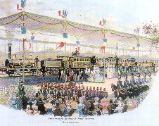 gravure représentant l'inauguration du chemin de fer Paris-Saint-Germain